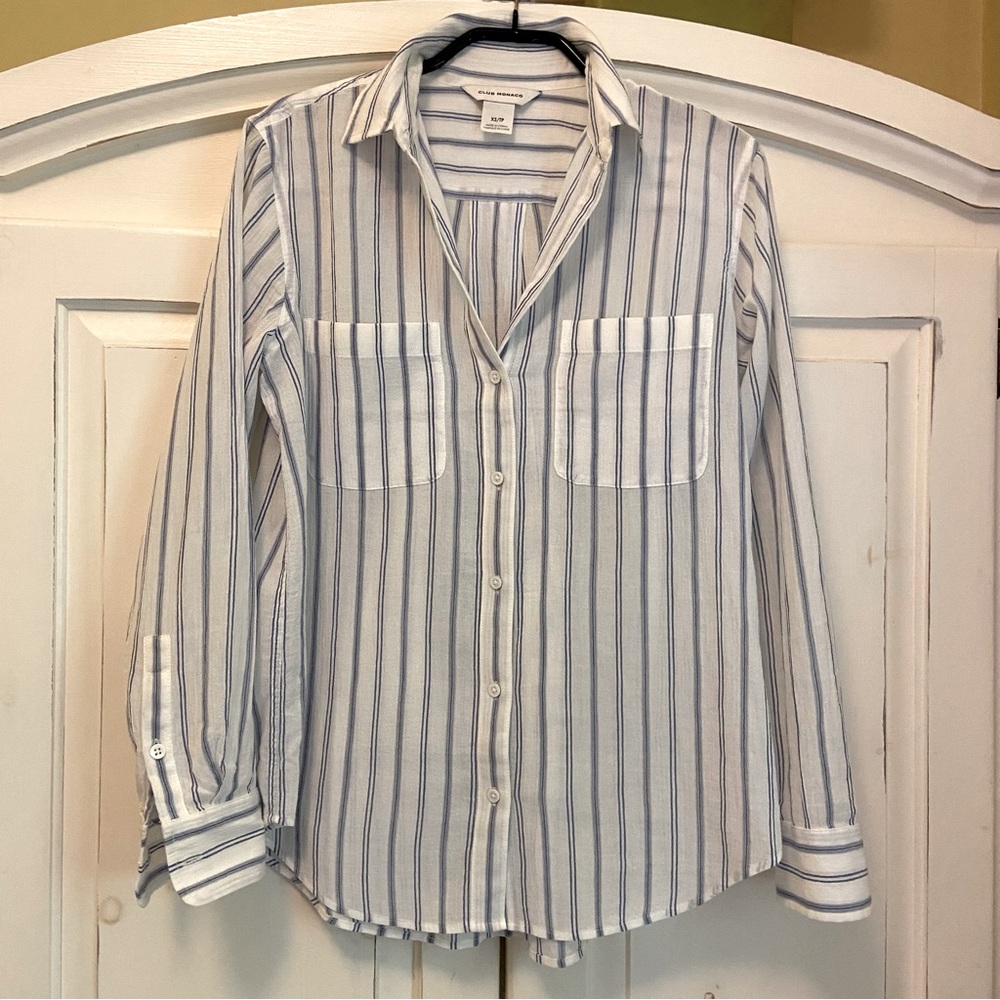 Club Monaco Striped Claudia Button-Up Shirt